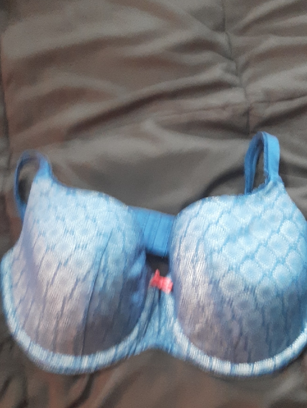 Victoria's Secret Blue Lace Underwire Bra with Pink Accent